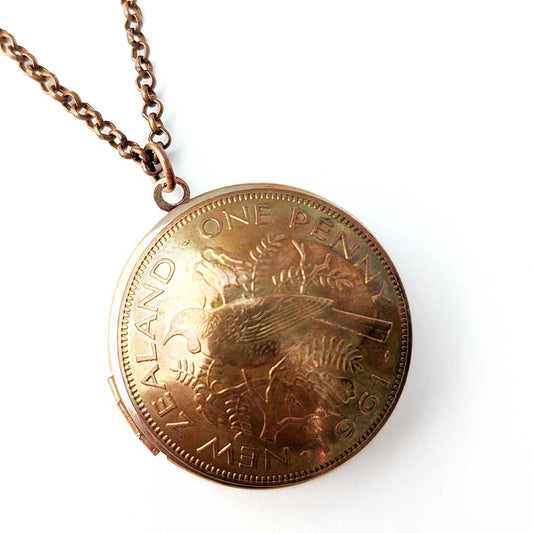 Copper NZ One Penny Locket - Rainey Design Angle