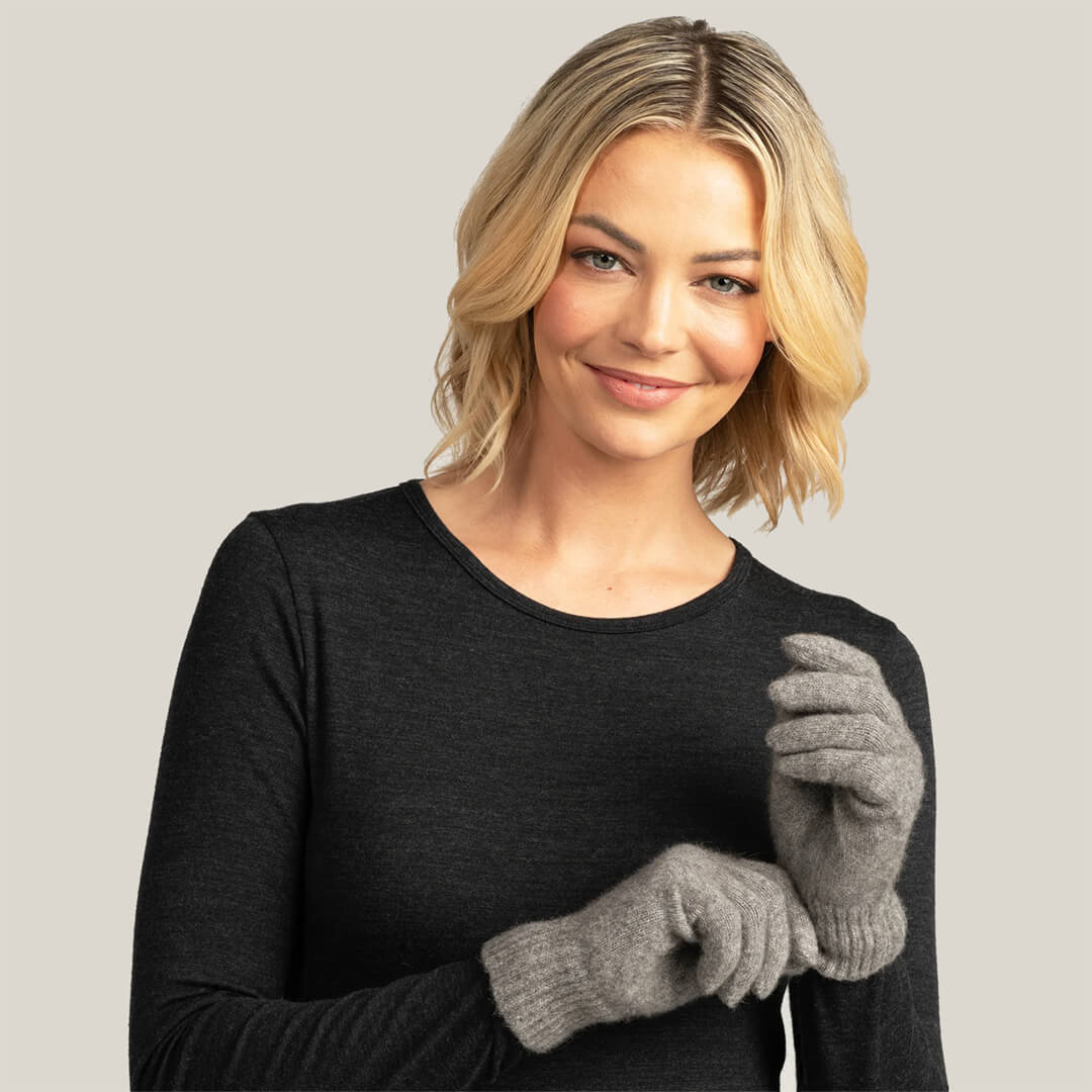 Merino Wool Possum Fur Gloves by Merinomink Shadow