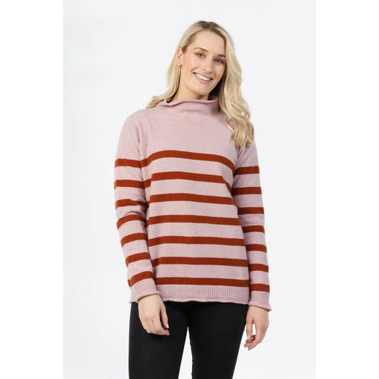 Native World Possum Merino Stripe Funnel Neck Sweater