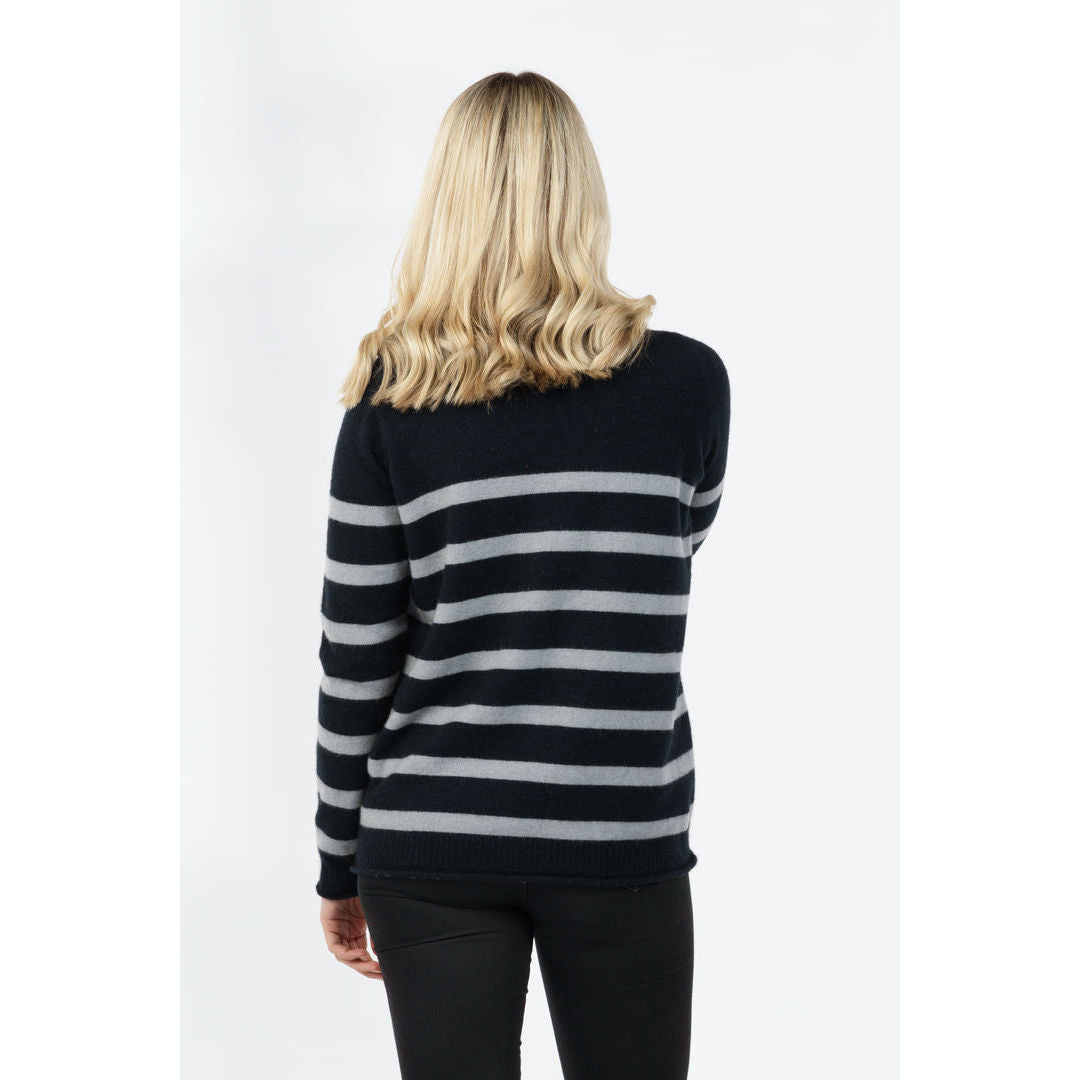 Native World Possum Merino Stripe Funnel Neck Sweater