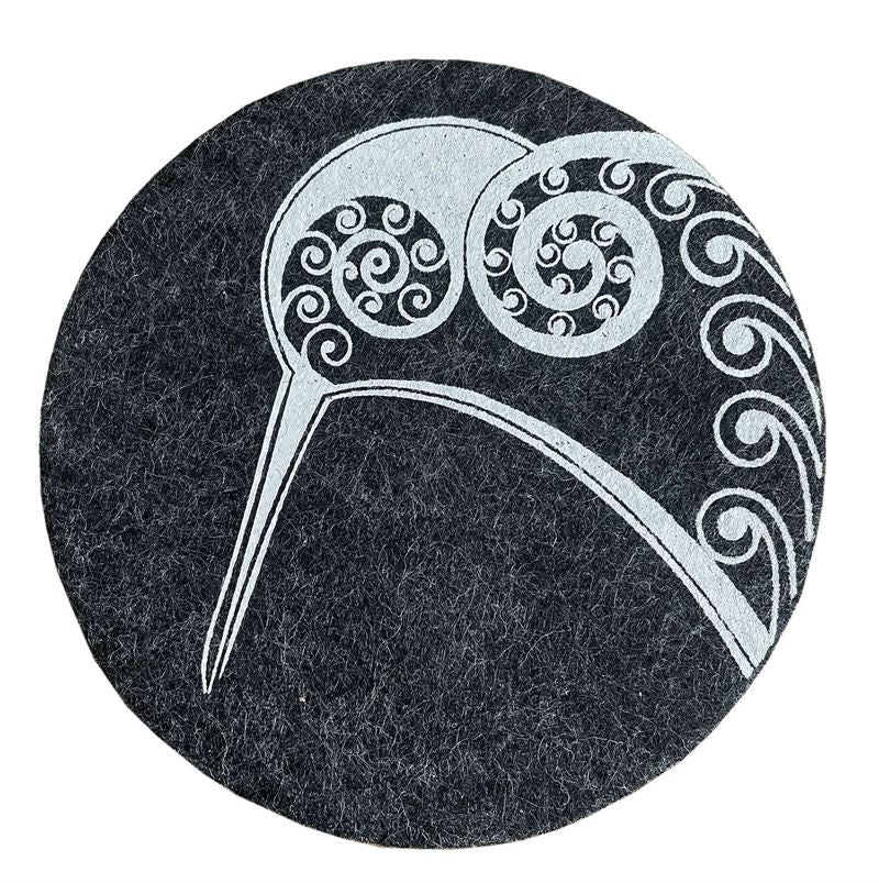 Ecofelt Coasters Kiwi on Dark Grey Set of 4 by Jo Luping