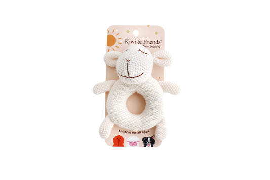 Kiwi & Friends - Knitted Lamb Baby Rattle