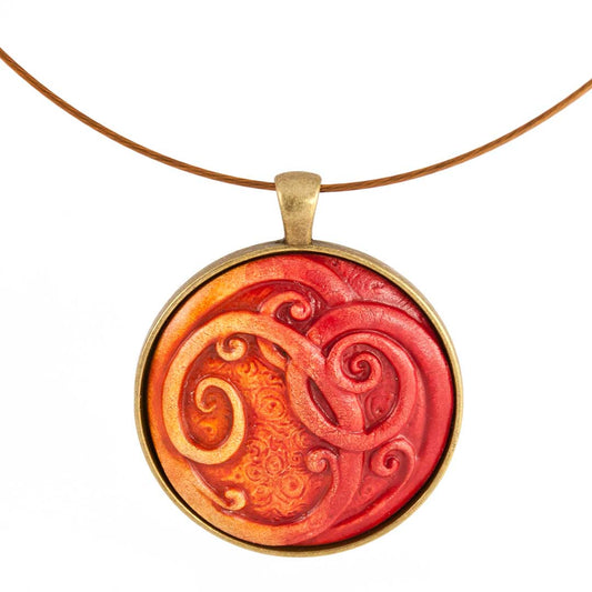 Ceramic Curled Red Koru Pendant by Craig Fletcher Front