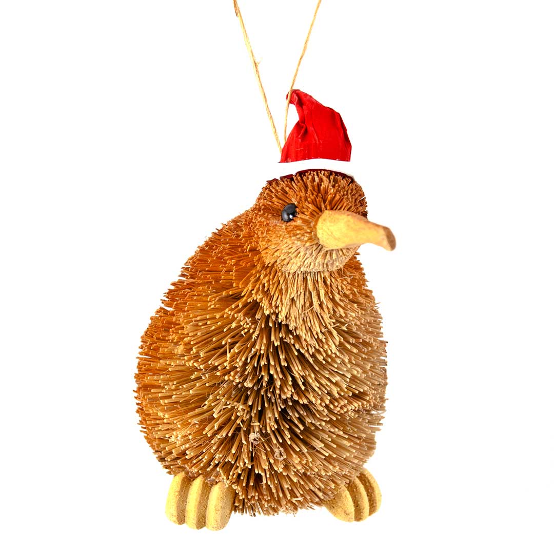 Handmade Santa Hat Kiwi Christmas Decoration Front