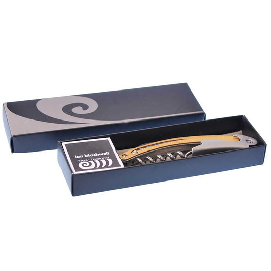 Kauri Paua Koru Corkscrew Bottle Opener Waiters Knife Black Box
