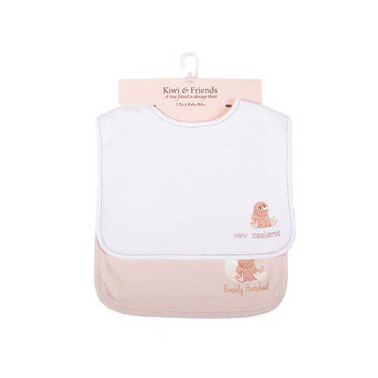 Kiwi & Friends Baby Freshly Hatched Bibs Twin Pack Cream White