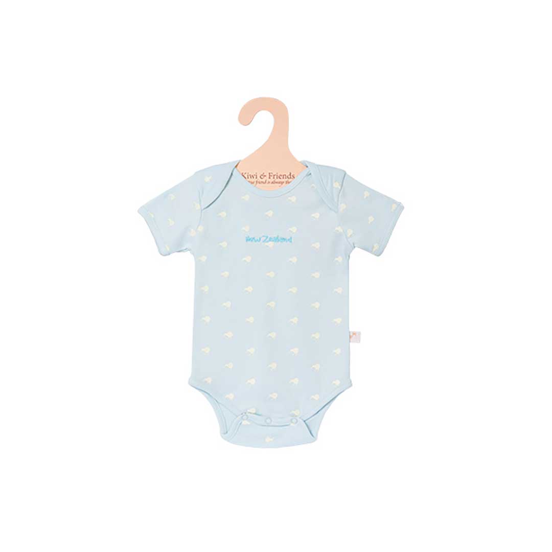 Kiwi & Friends Blue Baby Kiwi Short Sleeve Romper