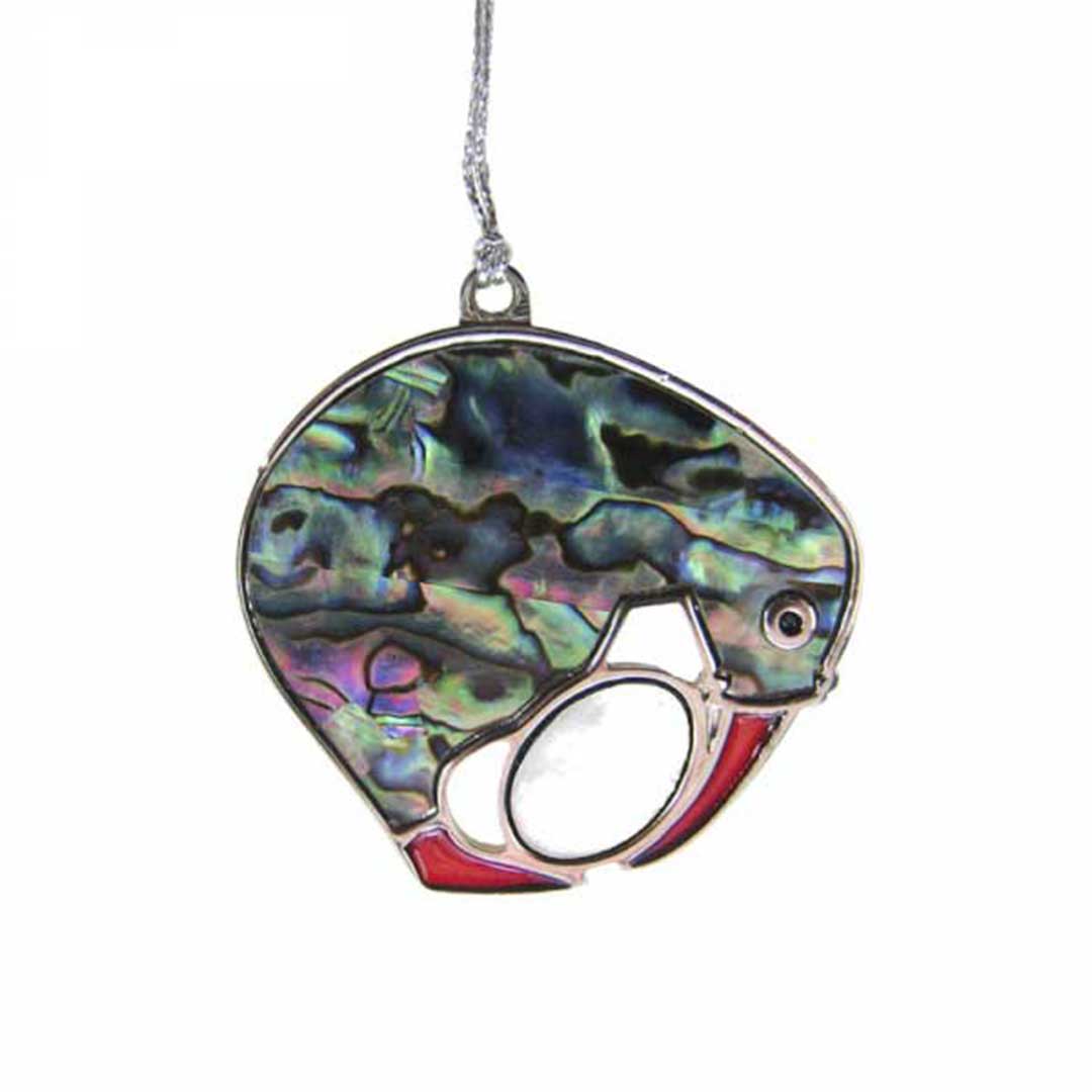 Kiwi with Egg Paua Shell Christmas Decoration - Small