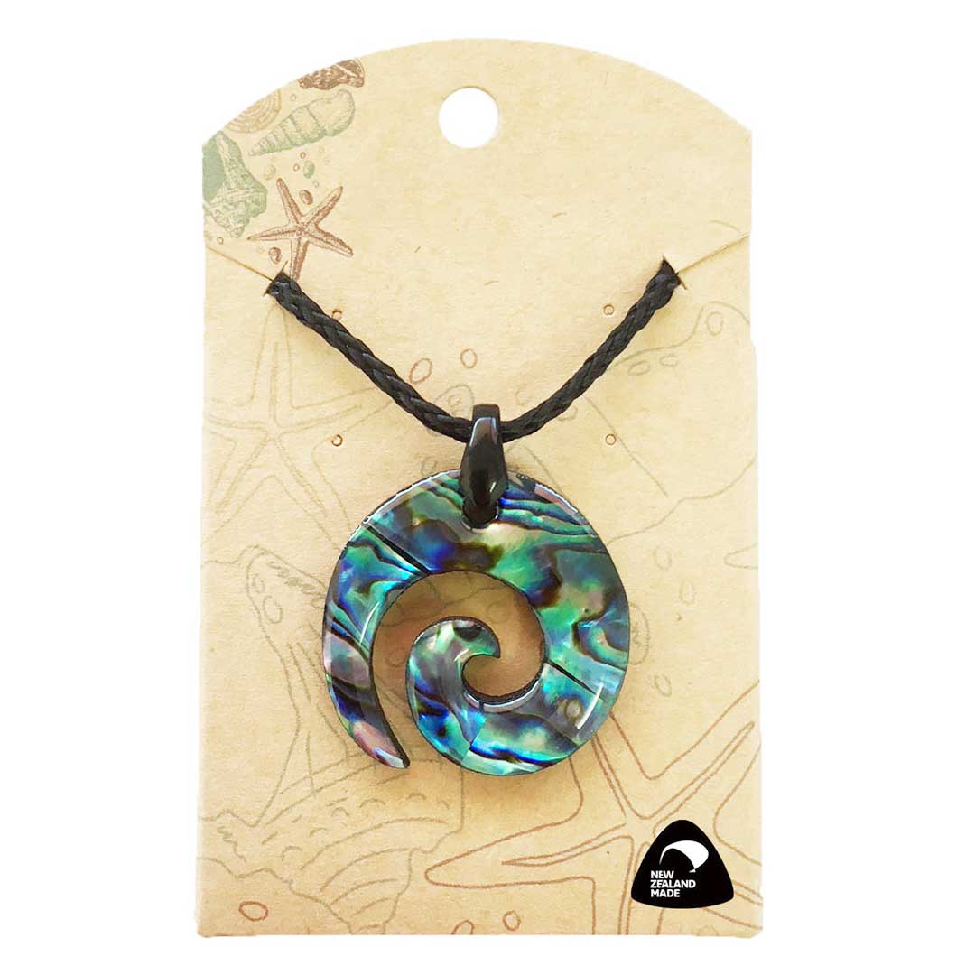 Koru Double Sided Laminate Paua Shell Pendant