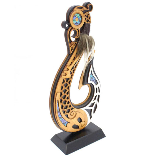 Large Standing Wooden Fish Hook Angle