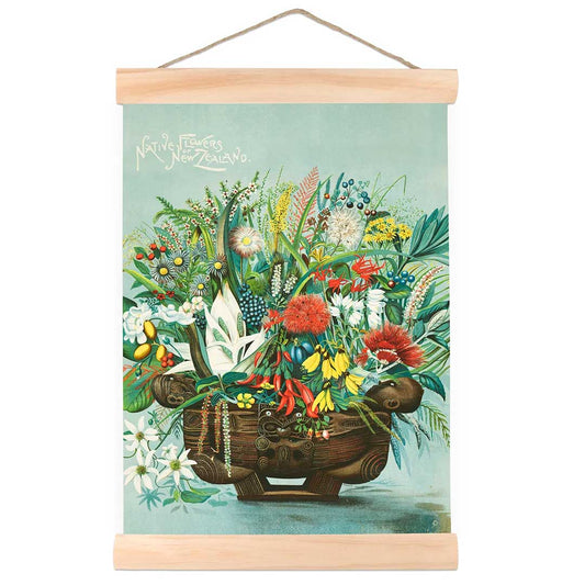 Native Flowers of New Zealand by W. Huddlestone Wall Print Small