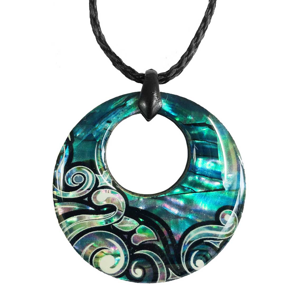 New Zealand Paua Creole Wave Pendant