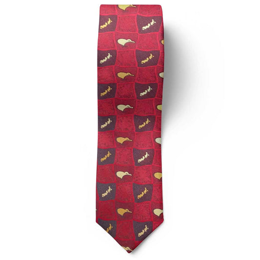 Sander Kiwi Map Design Tie - Red Flat