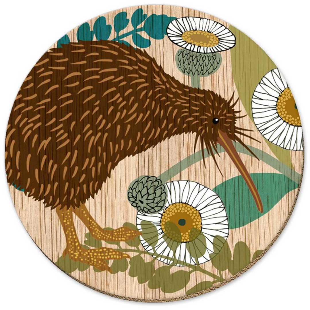 Screenprint Ngutu Roa kiwi Coaster