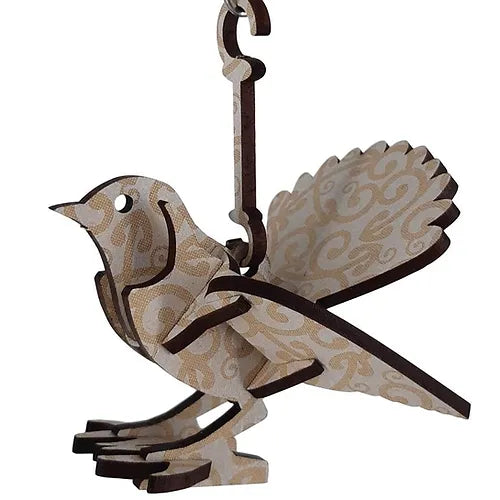 Fantail (pīwakawaka) Hanging Decoration with Koru Design