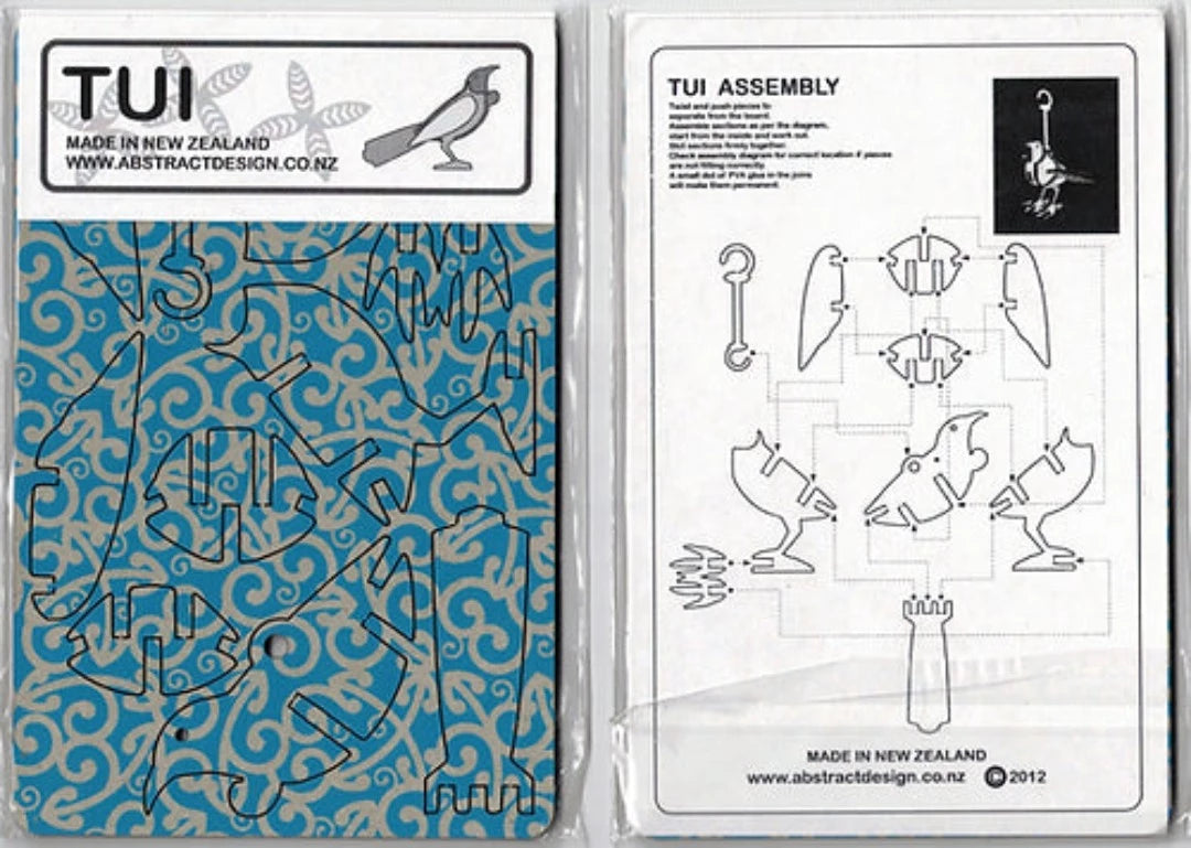 Tūī Hanging Decoration Blue with Koru Design Flatpack