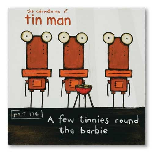 A Few Tinnies Round the Barbie by Tony Cribb Greeting Card