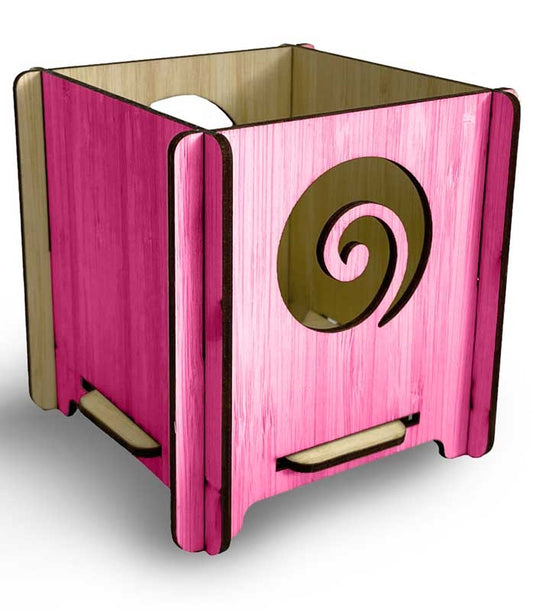 Bamboo Pot Plant Holder Koru Pink Empty