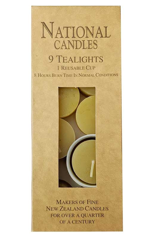 Set of 9 Beeswax Tea light Candles Boxed