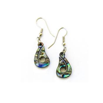 Fishhook Hei matau Paua Shell Earrings