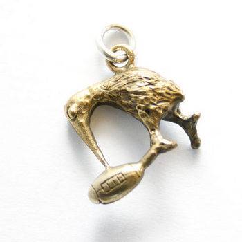 Brass Rugby Kiwi Charm