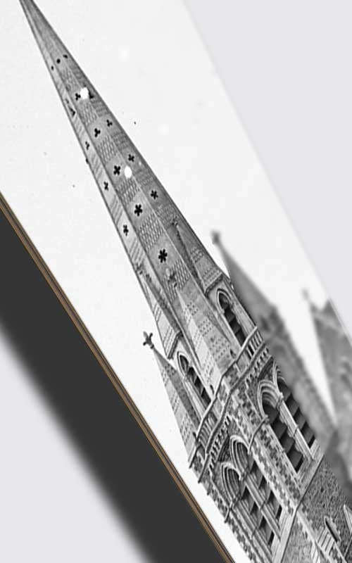 Christchurch Cathedral Skateboard Deck Wall Art Angle