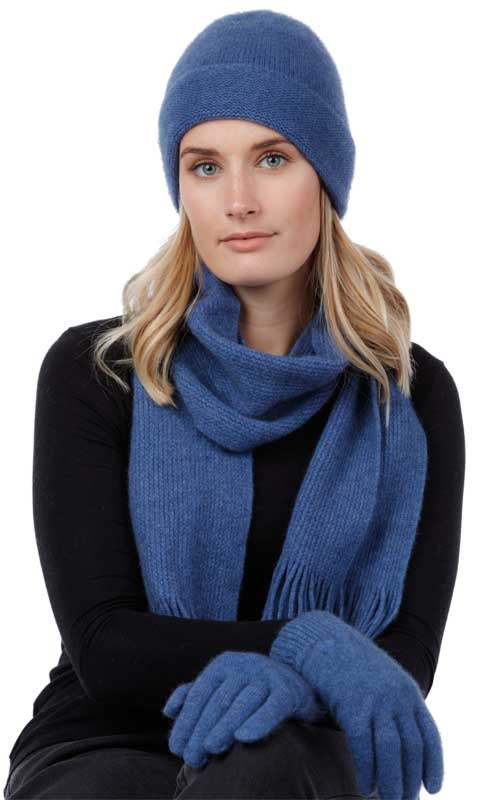 Native World Possum Merino Gloves Bluebell