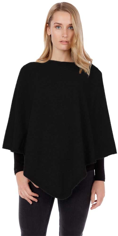 Native World Possum Merino Poncho Black
