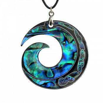 New Zealand Koru Tattoo Paua Shell Pendant