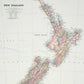 Vintage Map Of New Zealand Detail