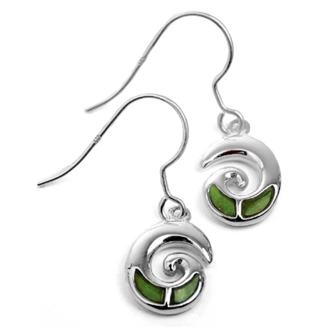 Greenstone Silver Koru Earrings by Moreton Jewellery