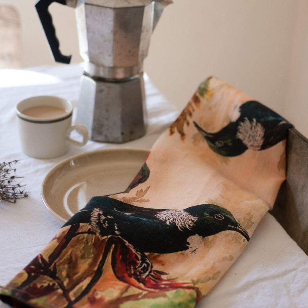 Tea Towel - Tūī/Parson by Ali Davies Design