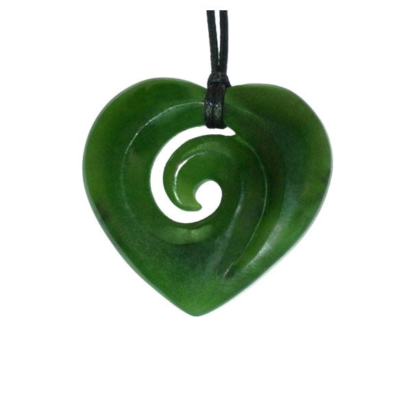 Jade Heart with Koru Design Pendant