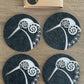 Ecofelt Coasters Kiwi on Dark Grey Set of 4 by Jo Luping