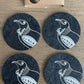 Ecofelt Coasters Tui on Dark Grey Set of 4 by Jo Luping