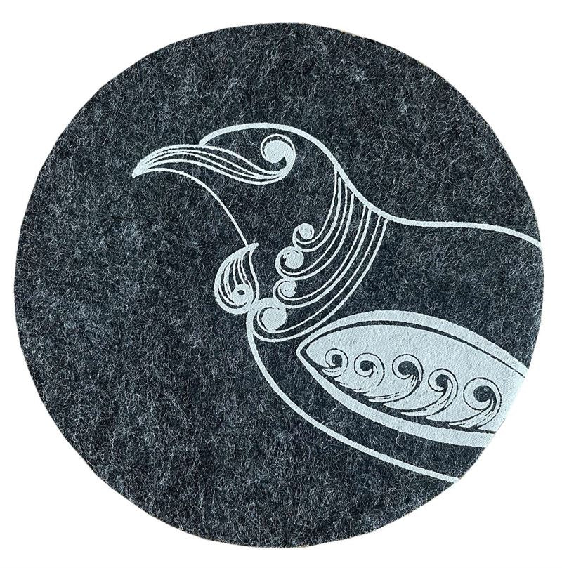 Ecofelt Coasters Tui on Dark Grey Set of 4 by Jo Luping