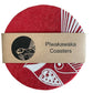 Ecofelt Coasters Piwakawaka on Red Set of 4 by Jo Luping
