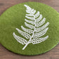 Ecofelt Coasters Silver Fern on Green Set of 4 by Jo Lupin