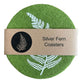Ecofelt Coasters Silver Fern on Green Set of 4 by Jo Lupin
