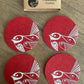 Ecofelt Coasters Piwakawaka on Red Set of 4 by Jo Luping