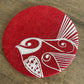 Ecofelt Coasters Piwakawaka on Red Set of 4 by Jo Luping