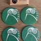 Ecofelt Coasters Kiwi on Green Set of 4 by Jo Luping