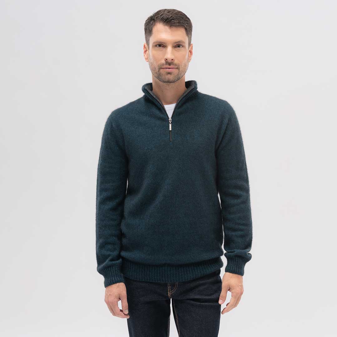 Merinomink Men's Contrast Half Zip Sweater