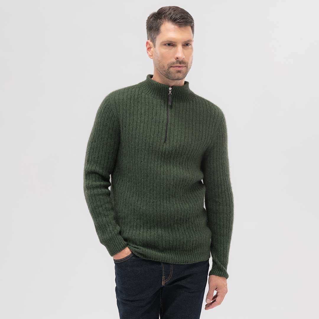 Merinomink Mens Cable Half Zip Sweater