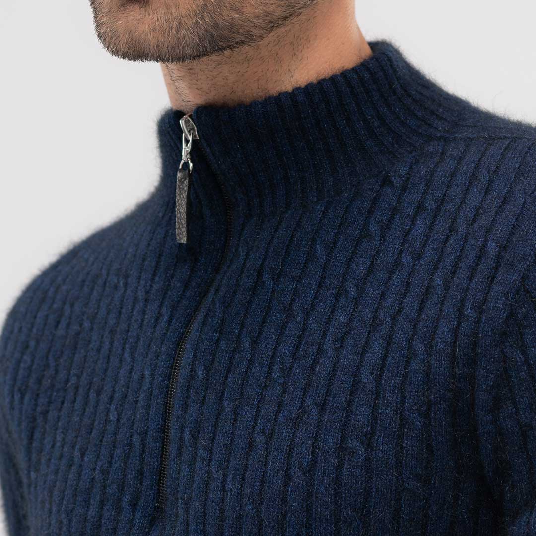 Merinomink Mens Cable Half Zip Sweater