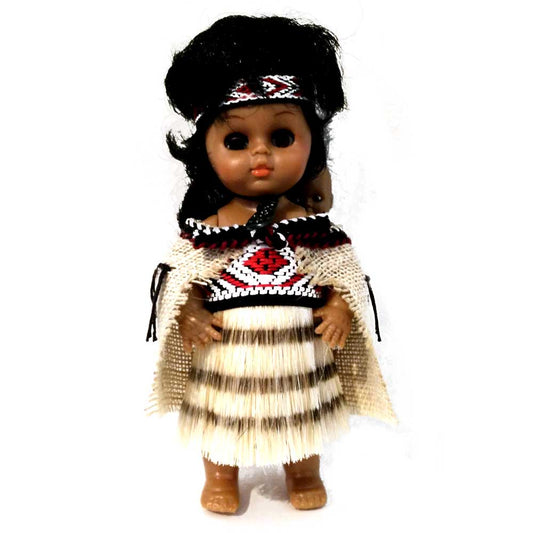 Authentically Clothed New Zealand Maori Wahine Doll with Cloak, Skirt & Baby