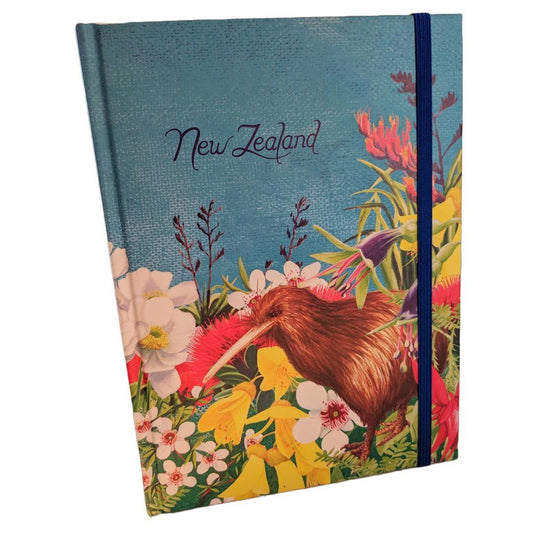New Zealand Design Notebook with Kiwi and NZ flora