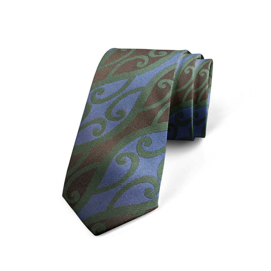 Aotearoa Maori Design Tie - Blue-Green