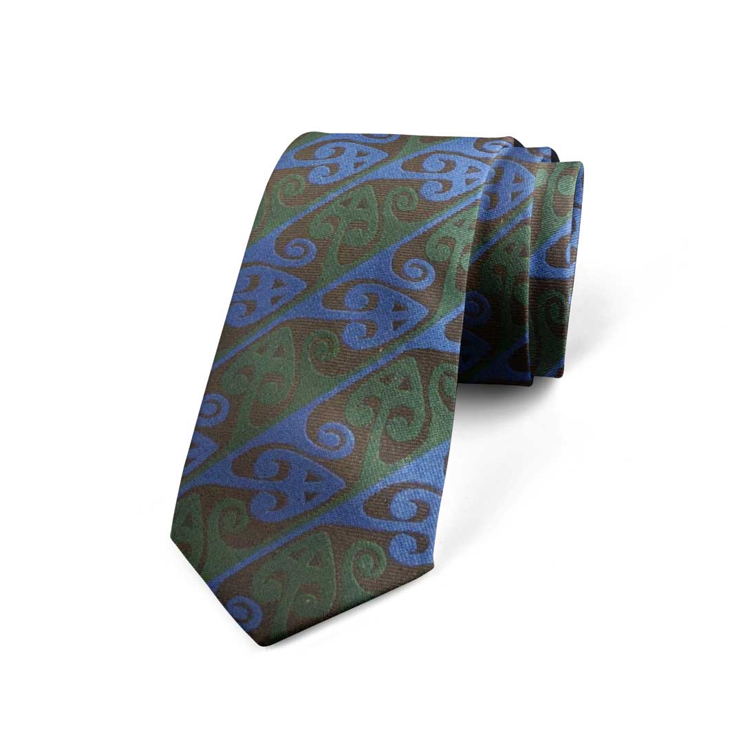 Aotearoa Maori Design Tie - Blue