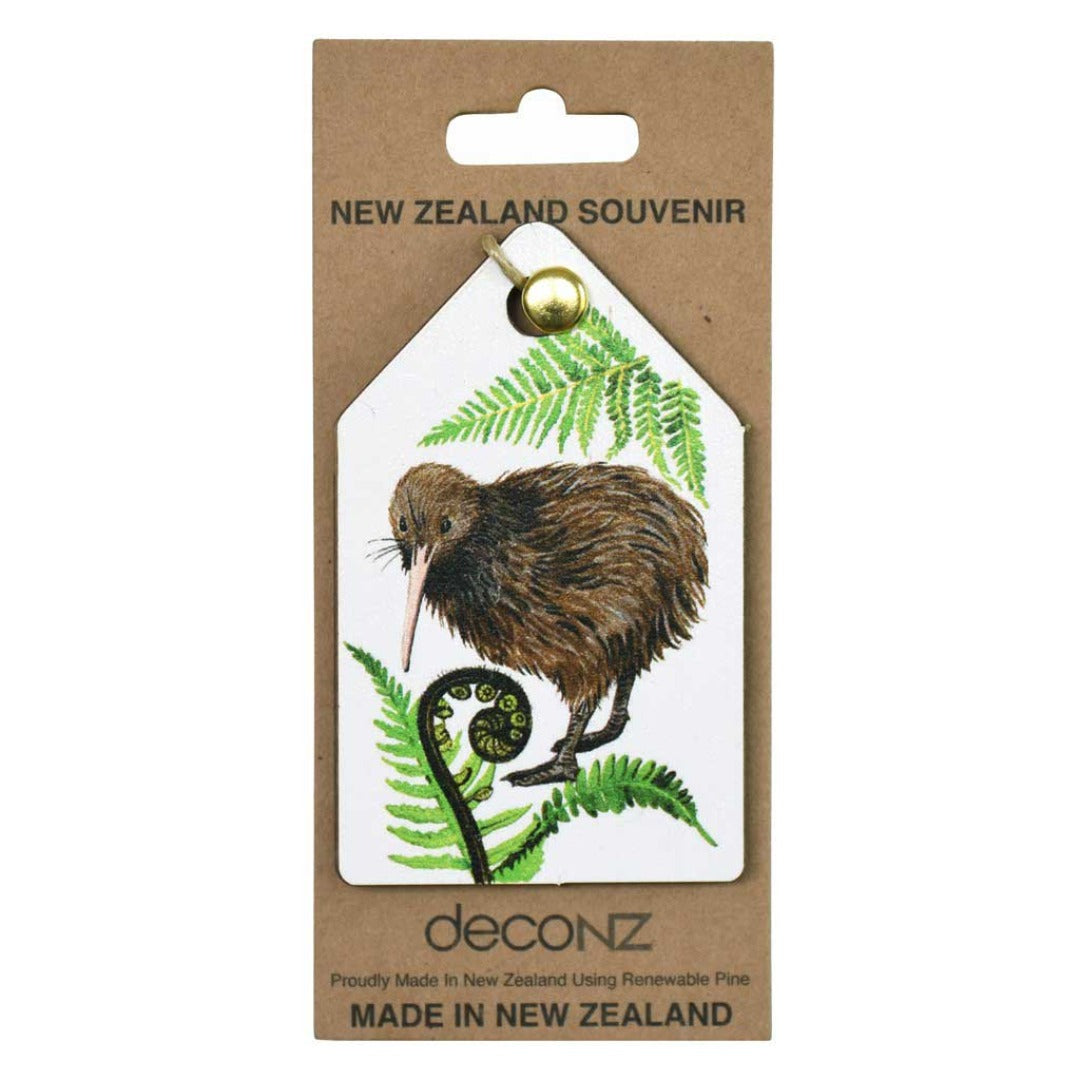 New Zealand Made Wooden Eco Christmas Decoration - Kiwi on White